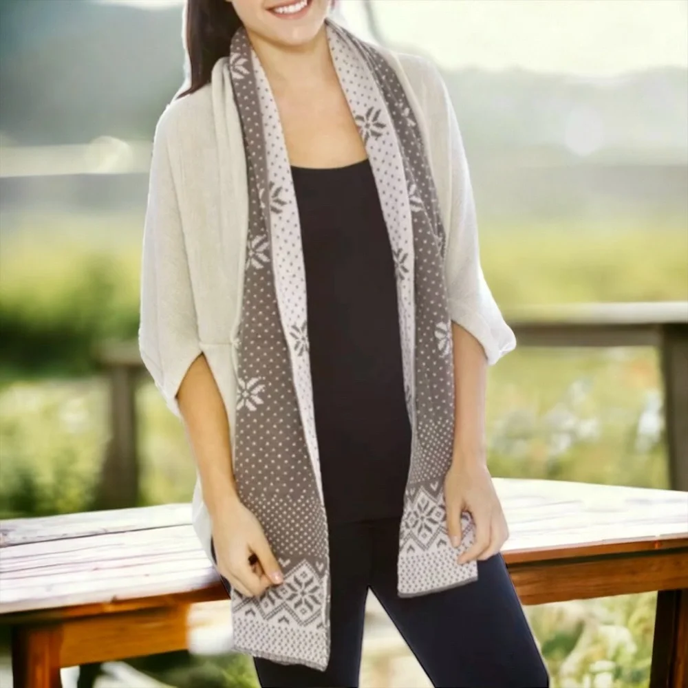 Simplicity Wide Knit Scarf Long Winter Wrap Unisex Reversible Taupe Gray